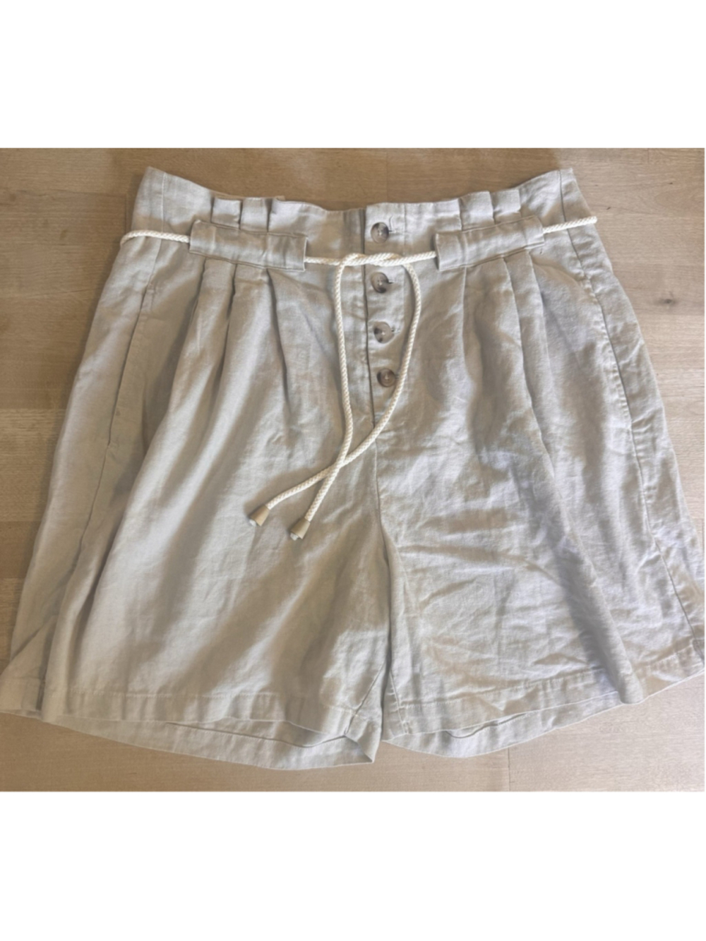 Regatta Women’s Linen Blend High Waisted Shorts Drawstring Beige Tan Sz 38EU/med